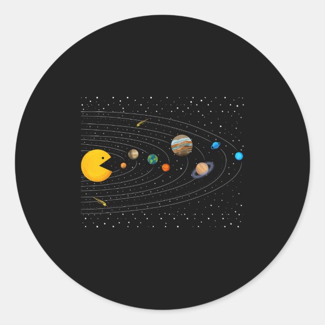 Sticker Rond Solar System Video Game Funny Graphic Tees Planet  (Devant)