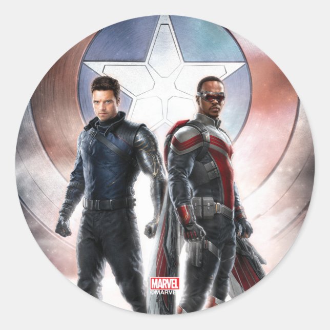 Sticker Rond Soldat d'hiver et le faucon devant le bouclier (Devant)