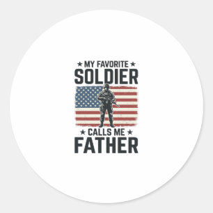 Sticker Rond Soldat Patriotique Père Chemise Vintage Vector Des