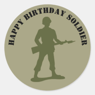 Sticker Rond Soldats De L'Armée Verte Ajoutez Votre Texte