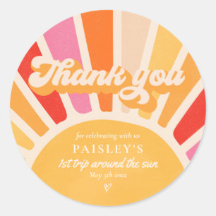 Sticker Rond Soleil Anniversaire Boho 1er Voyage Autour Du Sole