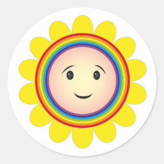 Sticker Rond Soleil arc-en-ciel