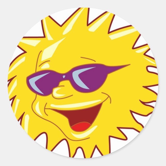 Sticker Rond Soleil cool avec lunettes de soleil (Devant)