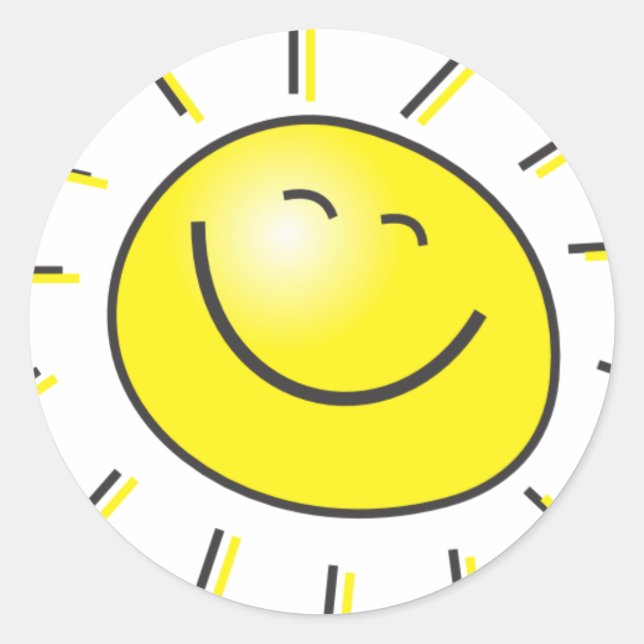 Sticker rond soleil de dessin (Devant)
