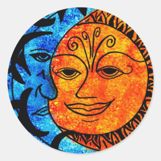 Sticker Rond Soleil et Lune