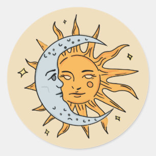 Sticker Rond Soleil et Lune