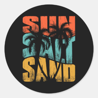 Sticker Rond Soleil Sel Sable Plage Coucher de soleil Vacances