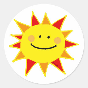 Sticker Rond Soleil souriant
