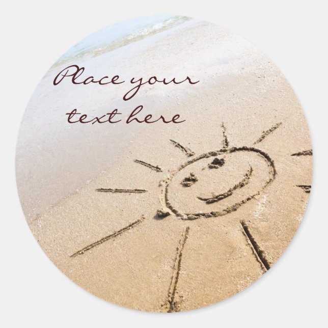 Sticker Rond Soleil Sur La Plage (Devant)