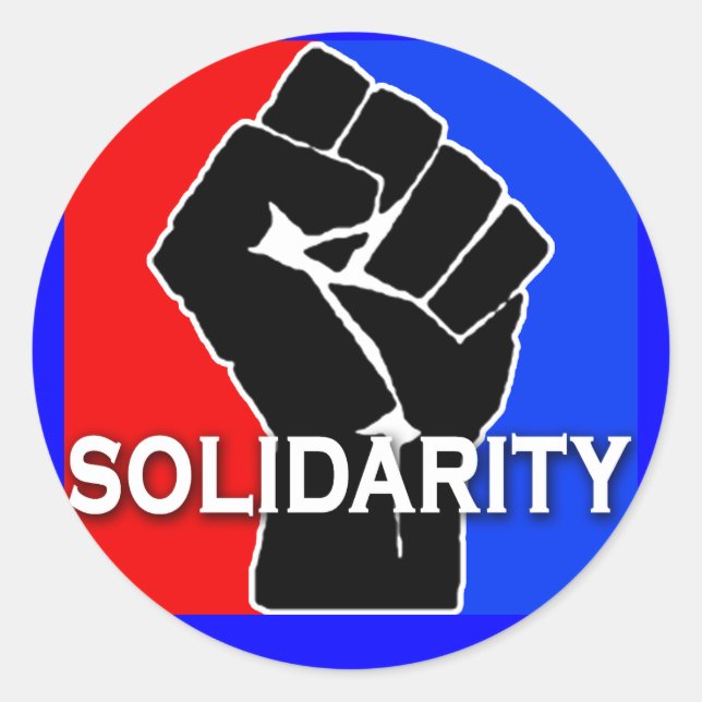 Sticker Rond SOLIDARITÉ en rouge, blanc, bleu et noir (Devant)