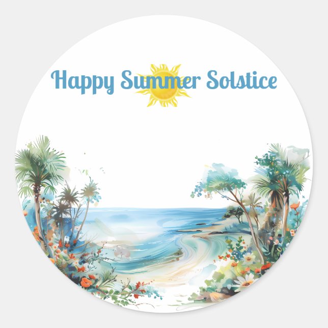 Sticker Rond solstice d'été heureux 2024 soleil (Devant)