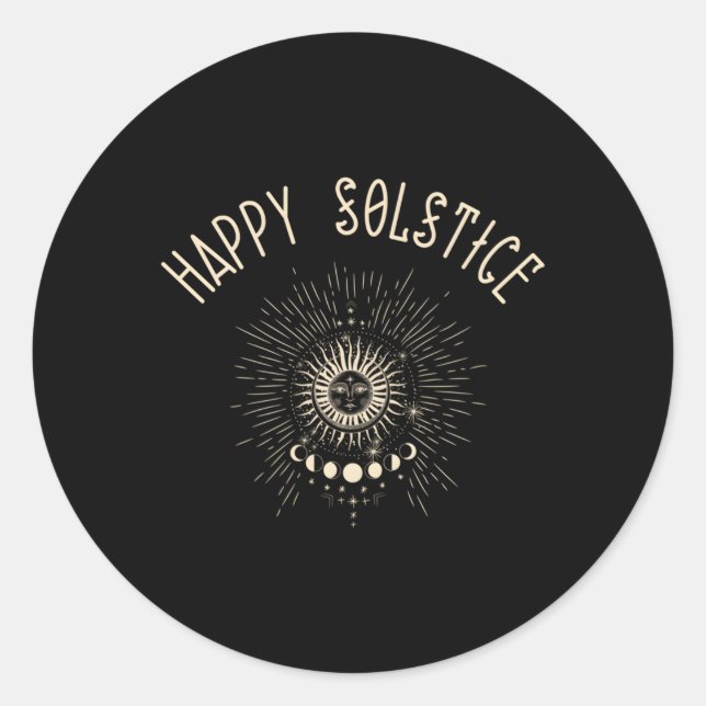 Sticker Rond Solstice Happy Winter Sun Celestial (Devant)