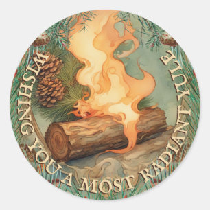 Sticker Rond Solstice hivernale Vintage de Yule radieuse