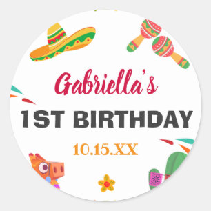 Sticker Rond Sombrero Llama Fiesta de style mexicain Premier an