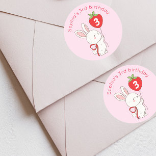 Sticker Rond Some Bunny Strawberry Balloon Anniversaire