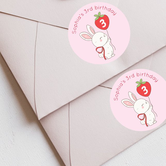 Sticker Rond Some Bunny Strawberry Balloon Birthday (Créateur téléchargé)
