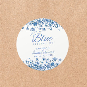 Sticker Rond Something Blue Before I Do Floral Bridal Shower