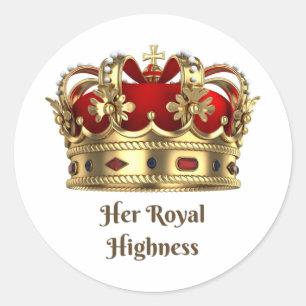 Sticker Rond Son Altesse Royale la Couronne rouge et Pourcentag
