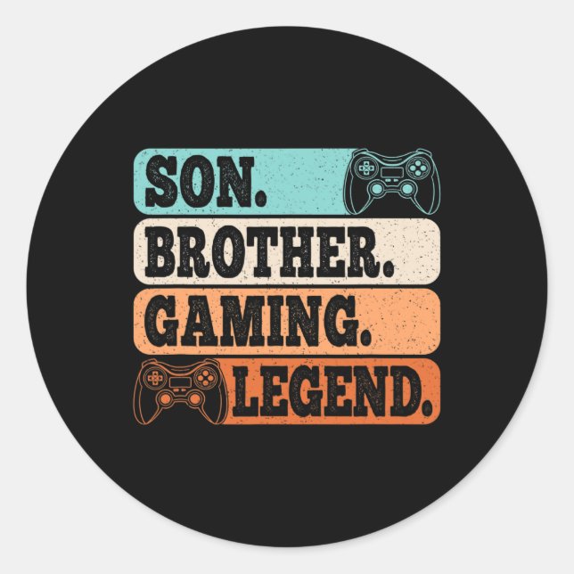 Sticker Rond Son Brother Gaming Legend Video Gamer Retro Game  (Devant)