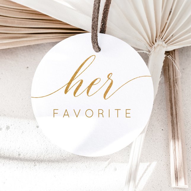 Sticker Rond Son cadeau favori de faux or calligraphique  (Créateur téléchargé)