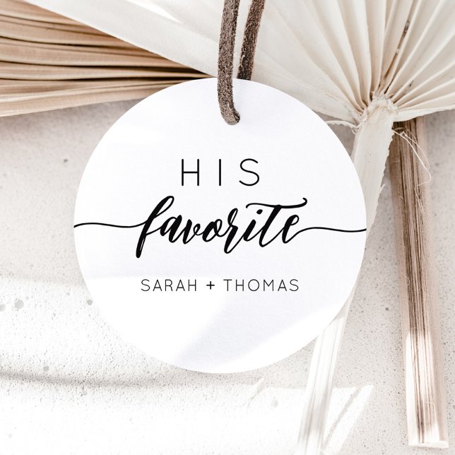 Sticker Rond Son cadeau favori d'écriture calligraphique modern (Créateur téléchargé)