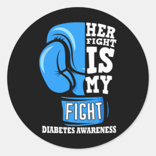 Sticker Rond Son combat est mon boxe de combat Glove Diabetes A