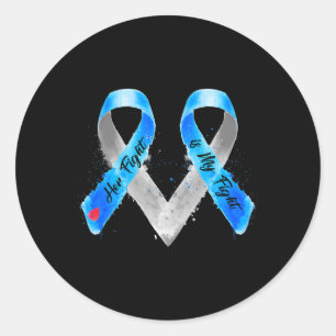 Sticker Rond Son combat est mon combat Blue Ribbon Type 1 Diabè