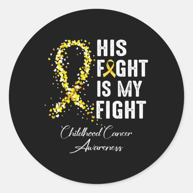 Sticker Rond Son combat est mon combat Gold Ribbon Cancer de l' (Devant)