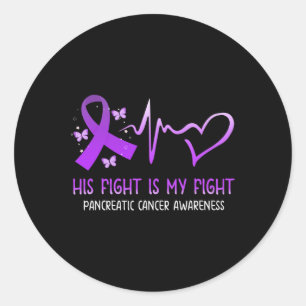 Sticker Rond Son Combat Est Mon Combat National Cancer Pancréat