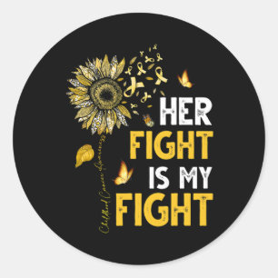 Sticker Rond Son combat est mon combat Ruban d'or Cancer infant