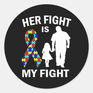 Sticker Rond Son Combat Est Mon Combat Sensibilisation sur l'au