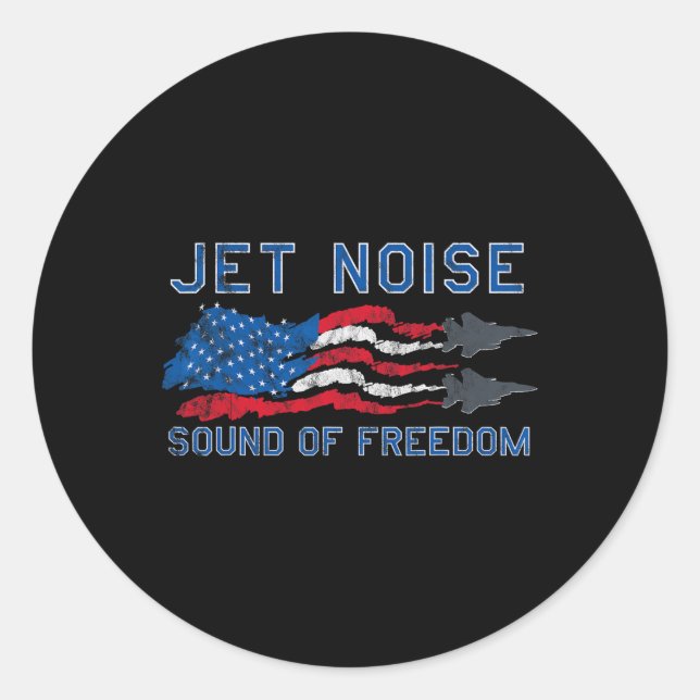 Sticker Rond Son De Freedom Jet Bruit Drapeau Américain (Devant)
