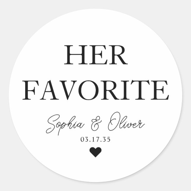 Sticker Rond Son dessert Favori Barre de bonbons Coeur Mariage  (Devant)