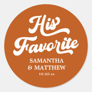 Sticker Rond Son Favori Terracotta Retro Boho Wedding Favoriser