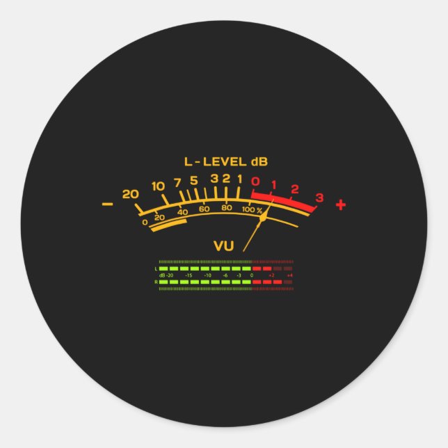 Sticker Rond Son Hi-Fi audio Vu Meter Son stéréo (Devant)