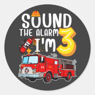 Sticker Rond Son L'alarme Je suis 3 pompier Moteur d'incendie