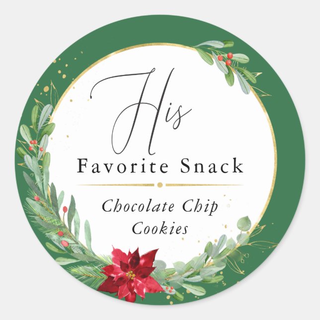 Sticker Rond Son Mariage de Noël préféré Favoriser la Classique (Devant)