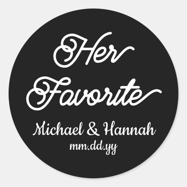 Sticker Rond Son Mariage favori Favor Candy pour aller traiter (Devant)