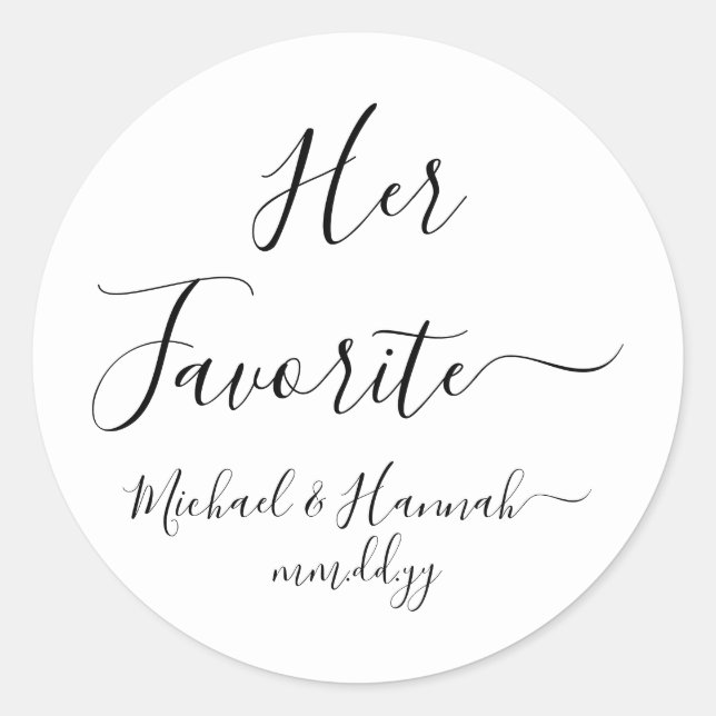 Sticker Rond Son Mariage favori Favor Candy pour aller traiter (Devant)