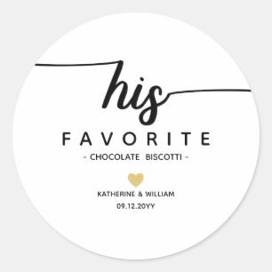 Sticker Rond Son Mariage moderne favori Date Snack Nom préférée