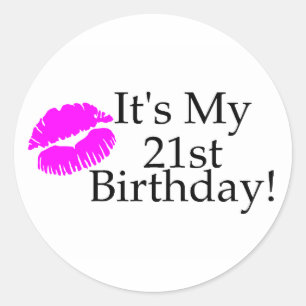 Sticker Rond Son mon 21ème anniversaire (baiser)