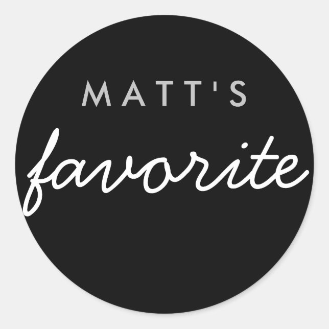 Sticker Rond Son Snack Favori Noir Argent (Devant)