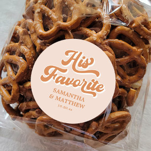 Sticker Rond Son Vintage Orange Retro les années 70 Mariage fav