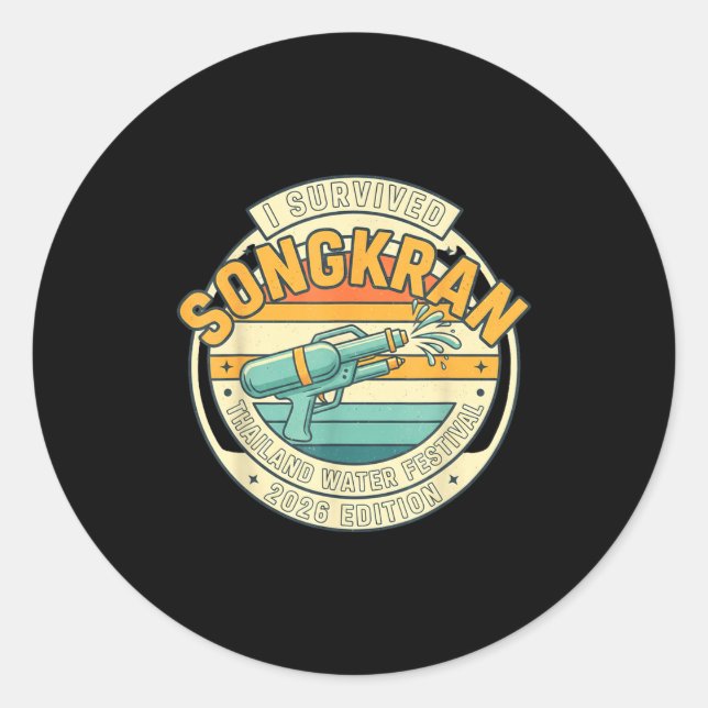 Sticker Rond Songkran 2026 Survivor Funny Thai New Year  (Devant)