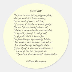 Sticker Rond Sonnet # 14 par William Shakespeare