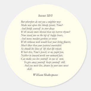 Sticker Rond Sonnet # 16 par William Shakespeare