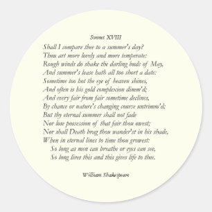 Sticker Rond Sonnet # 18 par William Shakespeare