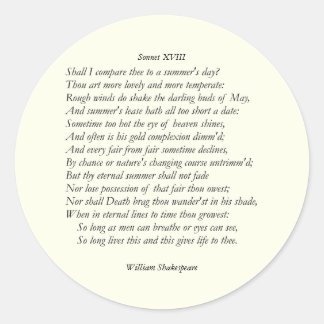 Sticker Rond Sonnet # 18 par William Shakespeare