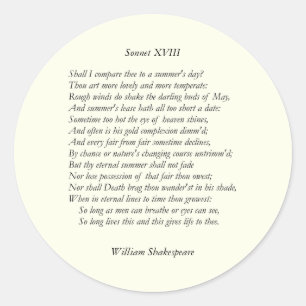 Sticker Rond Sonnet # 18 par William Shakespeare