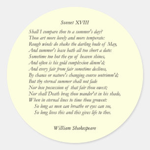 Sticker Rond Sonnet # 18 par William Shakespeare